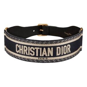 Dior thick waist logo belt blue